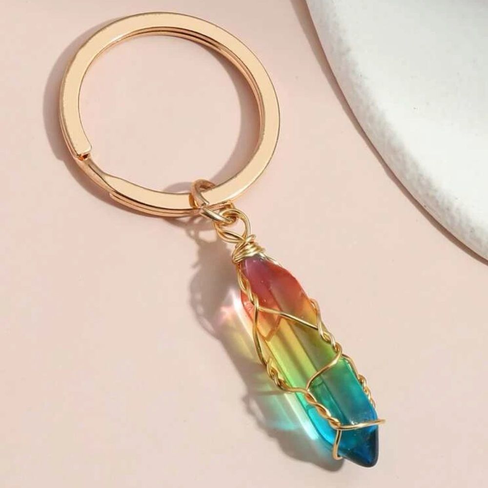 BRAND NEW! Ombre Natural Crystal Keychain/Purse 👜🎒Charm ~  Healing
